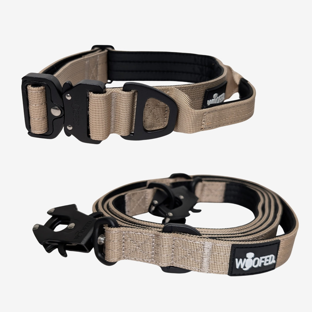 Nylon Halsband-Leine-Set Desert Tan ultraleicht