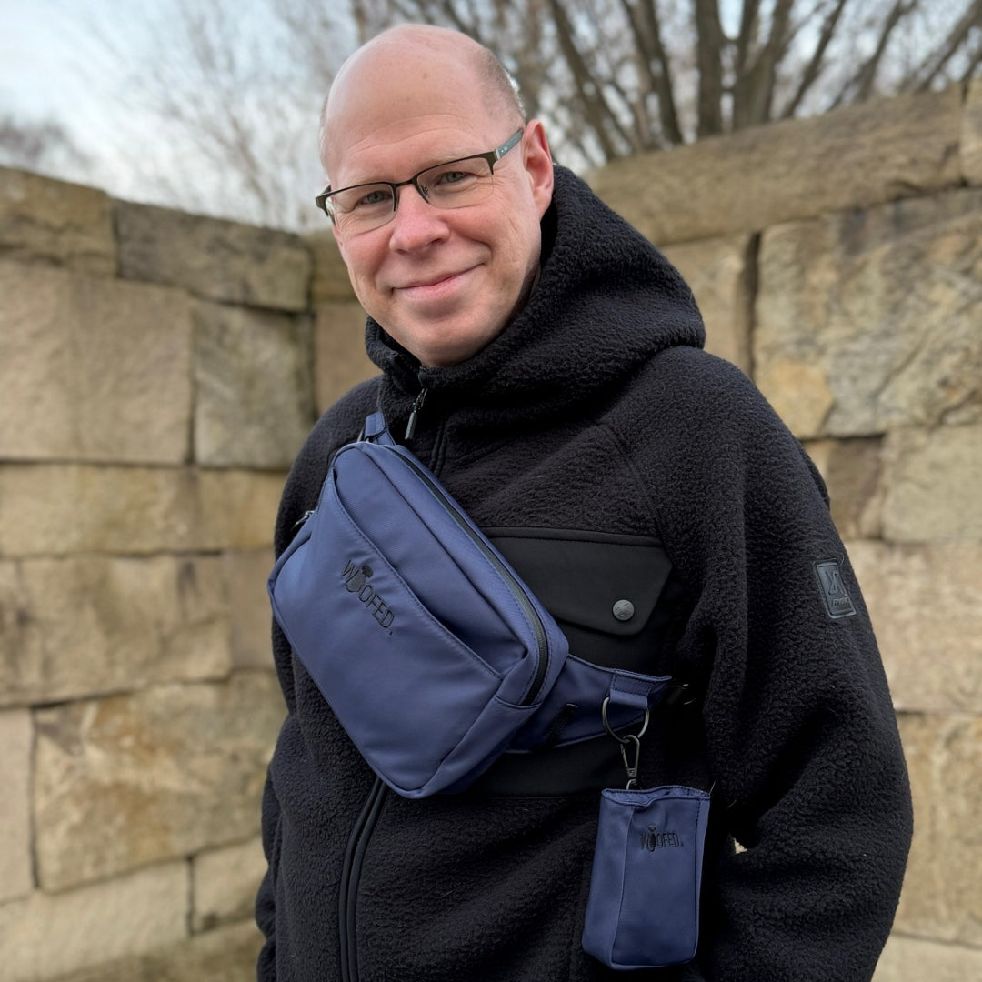 Multifunktionale Gassitasche - 2 in 1 Bauchtasche & Schultertasche Mignight Blue