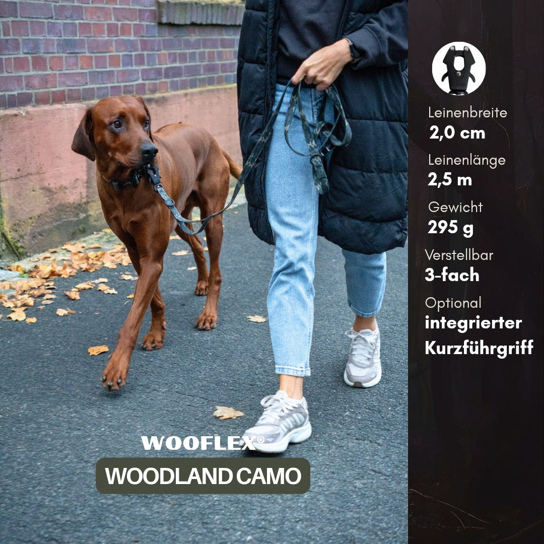 Führleine WOOFLEX® Tactical verstellbar Woodland Camo