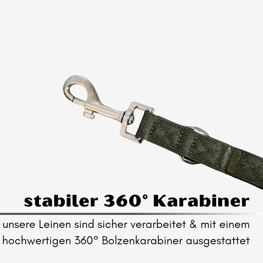 Nylon Classic Führleine Military Olive mit Kurzführgriff