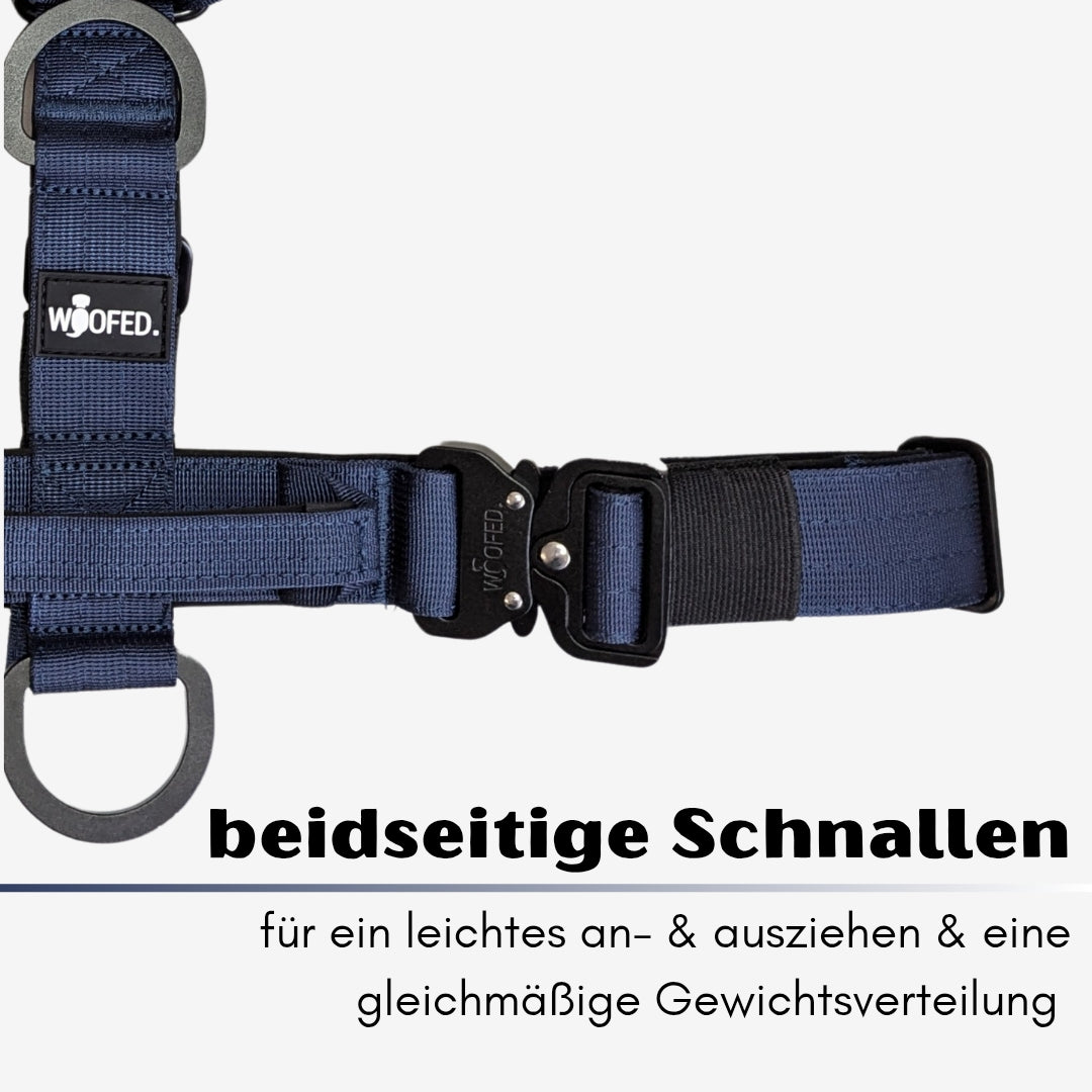 Y-Hundegeschirr 4fach-verstellbar mit Griff und Sicherheitsschnallen Midnight Blue - ultraleicht