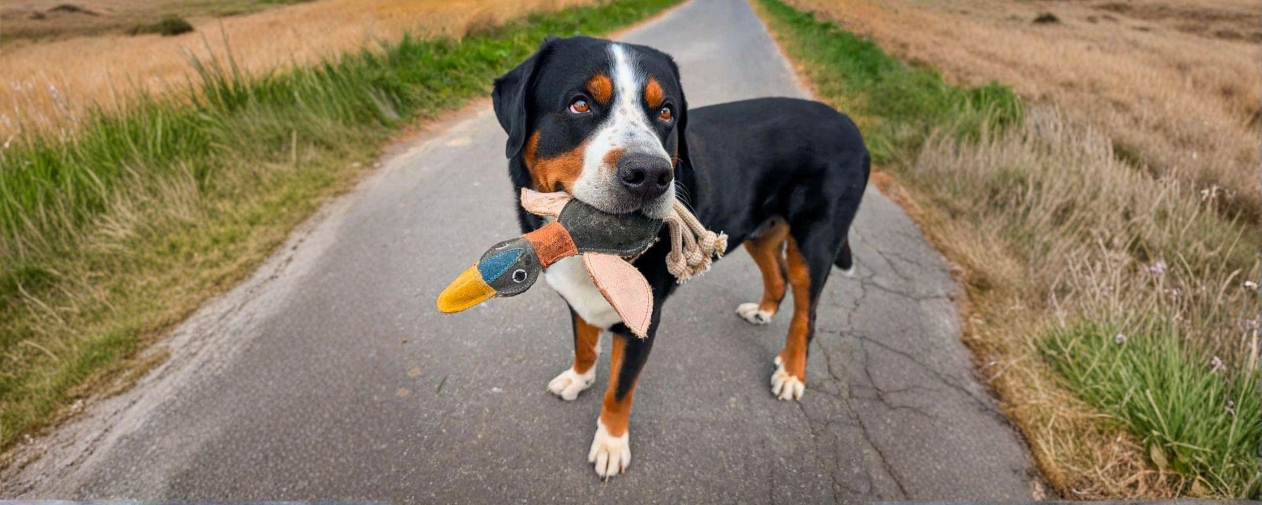 Aktiver Hund mit Hundespielzeug für Training und Beschäftigung