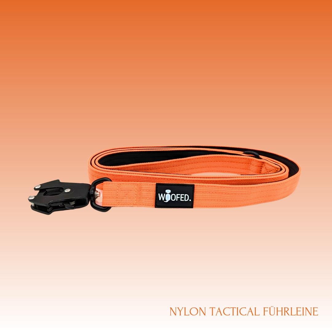 Nylon Tactical Führleine 150cm mit Aluminium Karabiner in orange 