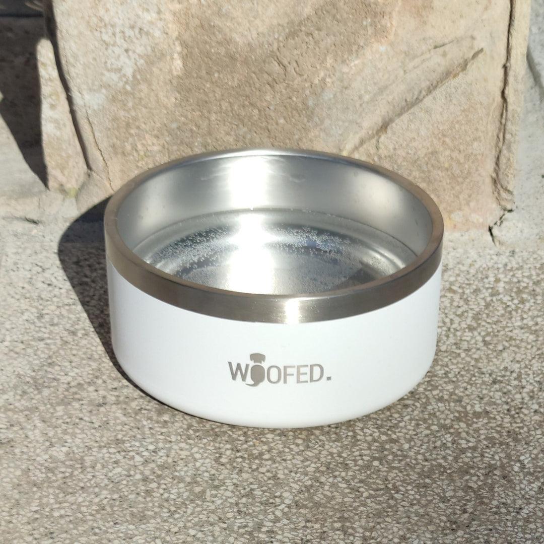 Premium Edelstahl Hundenapf mit Pulverbeschichtung, Anti-Rutsch-Boden, Doppelwandig, 1,2l und 1,8l, Weiß 