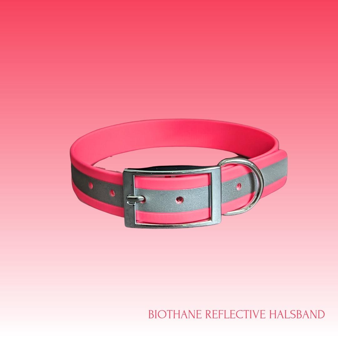 Biothane Reflective Halsband NEON PINK - WOOFED.