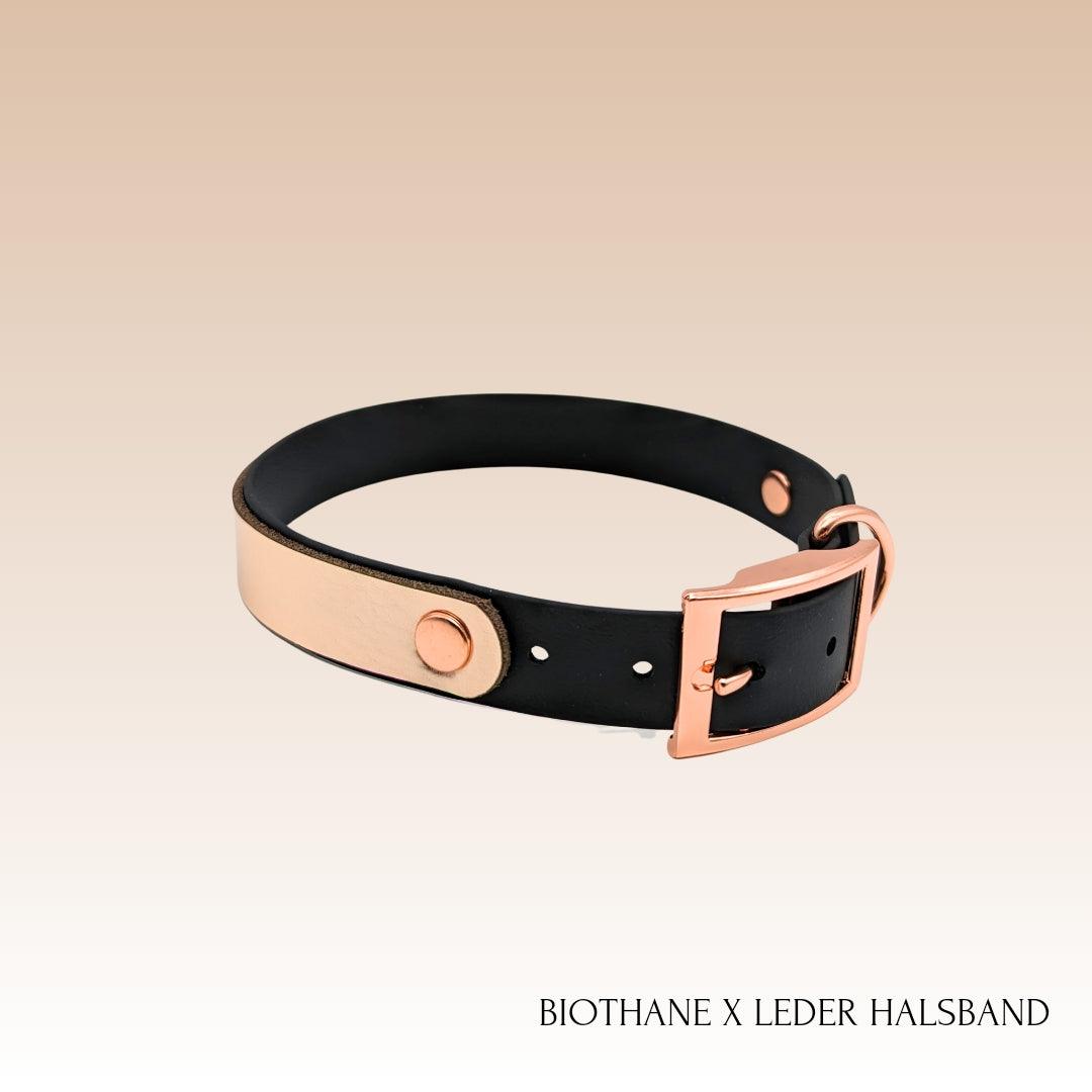 Biothane Halsband mit Metallic Leder für einen exklusiven, hochwertigen Look LOVELY ROSE 