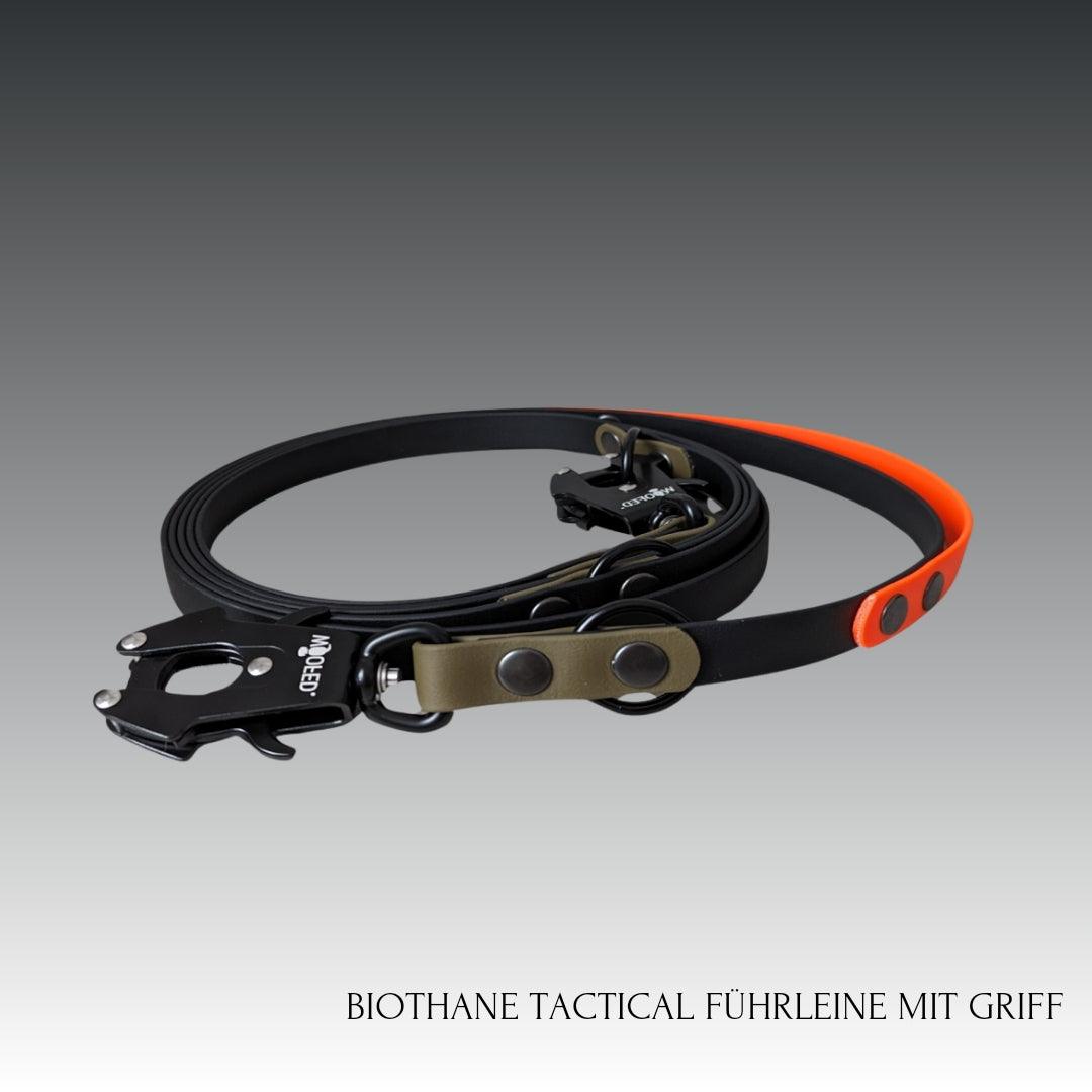 Biothane Tactical Führleine mit Griff BLACK RANGER - WOOFED.