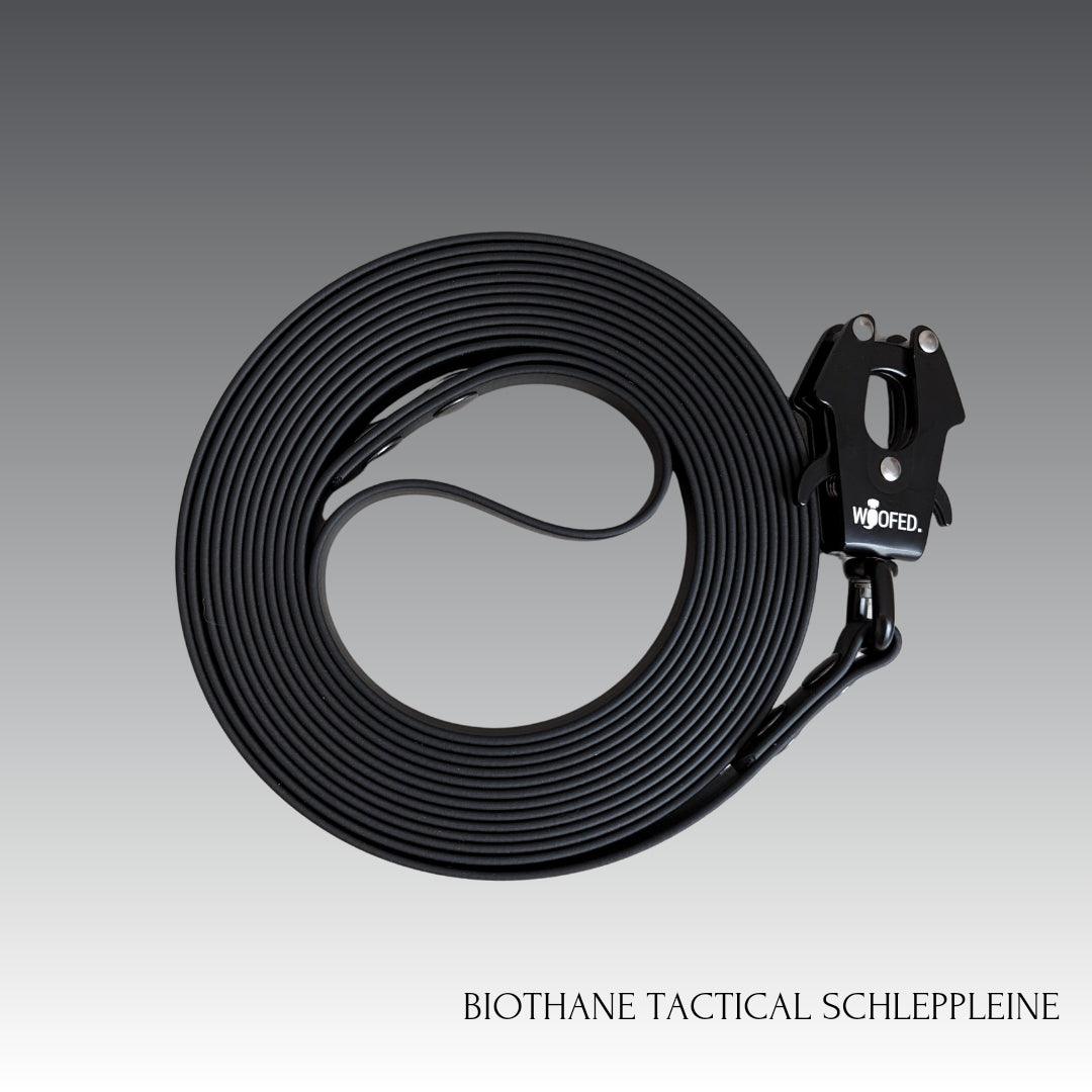 Biothane Tactical Schleppleine BLACK - WOOFED.