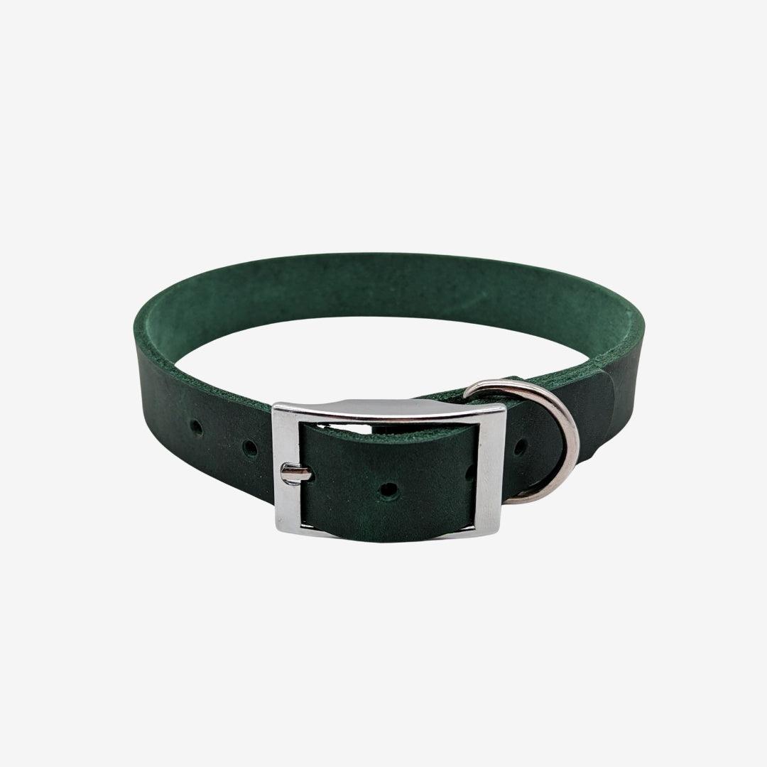 Leder Halsband FOREST GREEN - WOOFED.