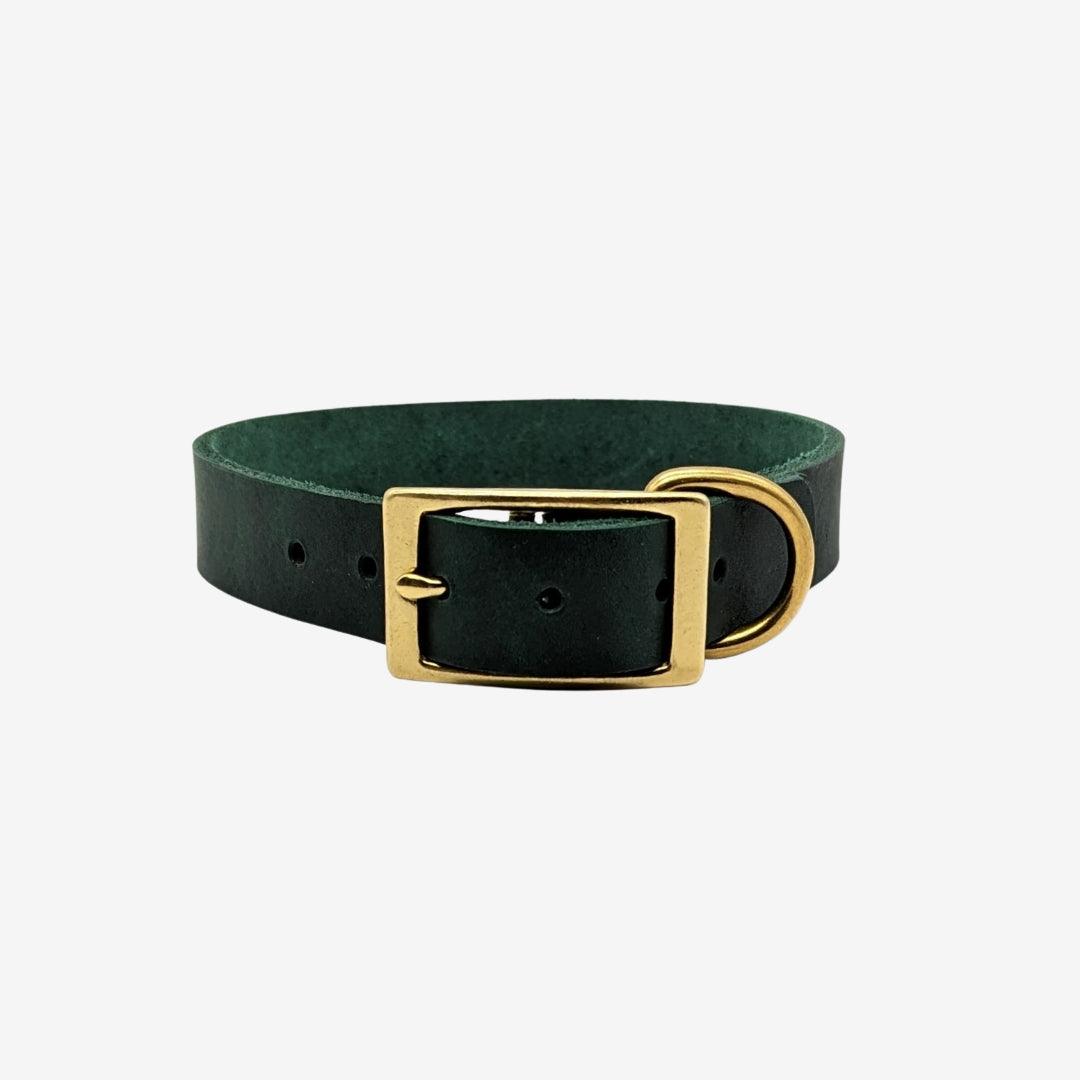 Leder Halsband FOREST GREEN - WOOFED.