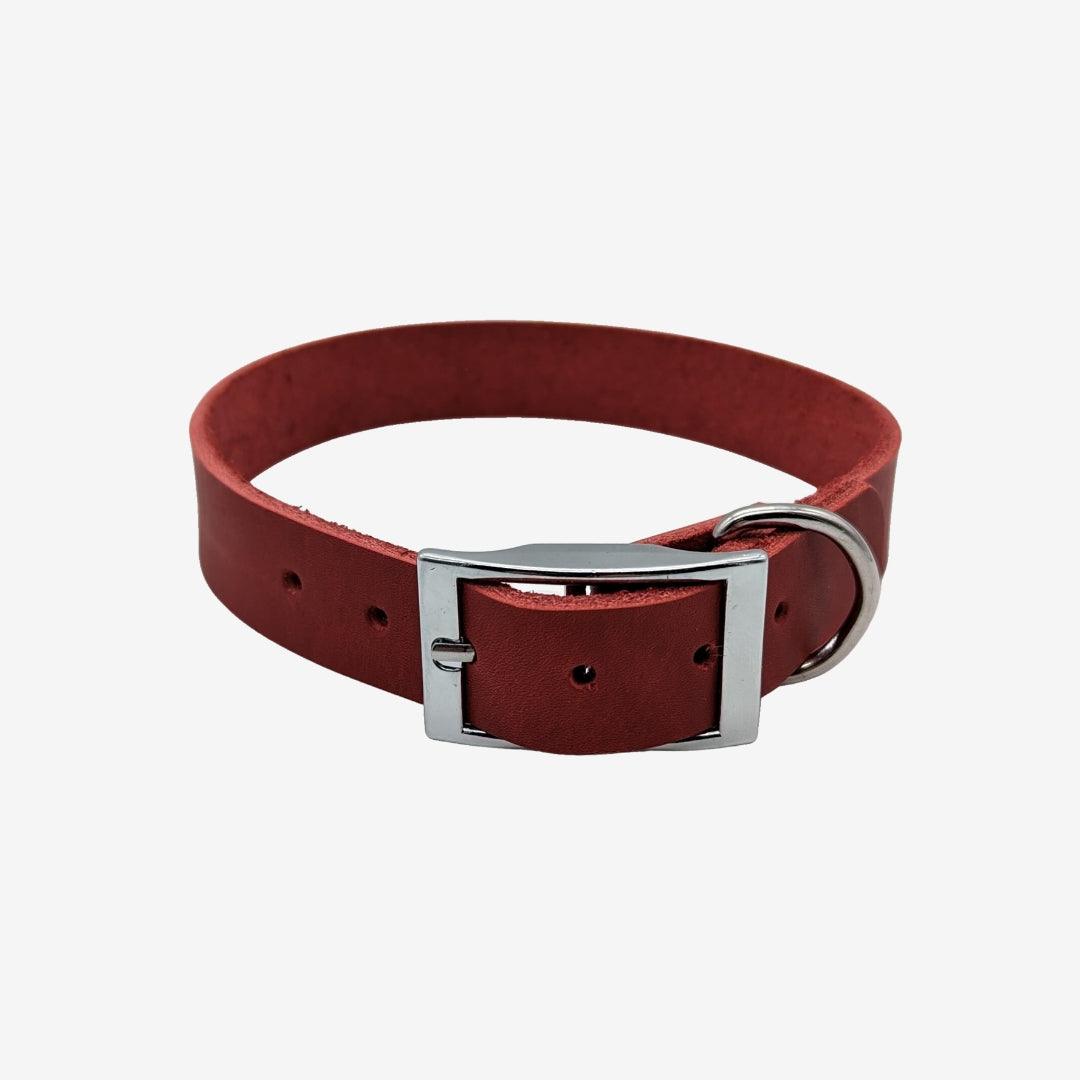 Leder Halsband CHERRY RED - WOOFED.