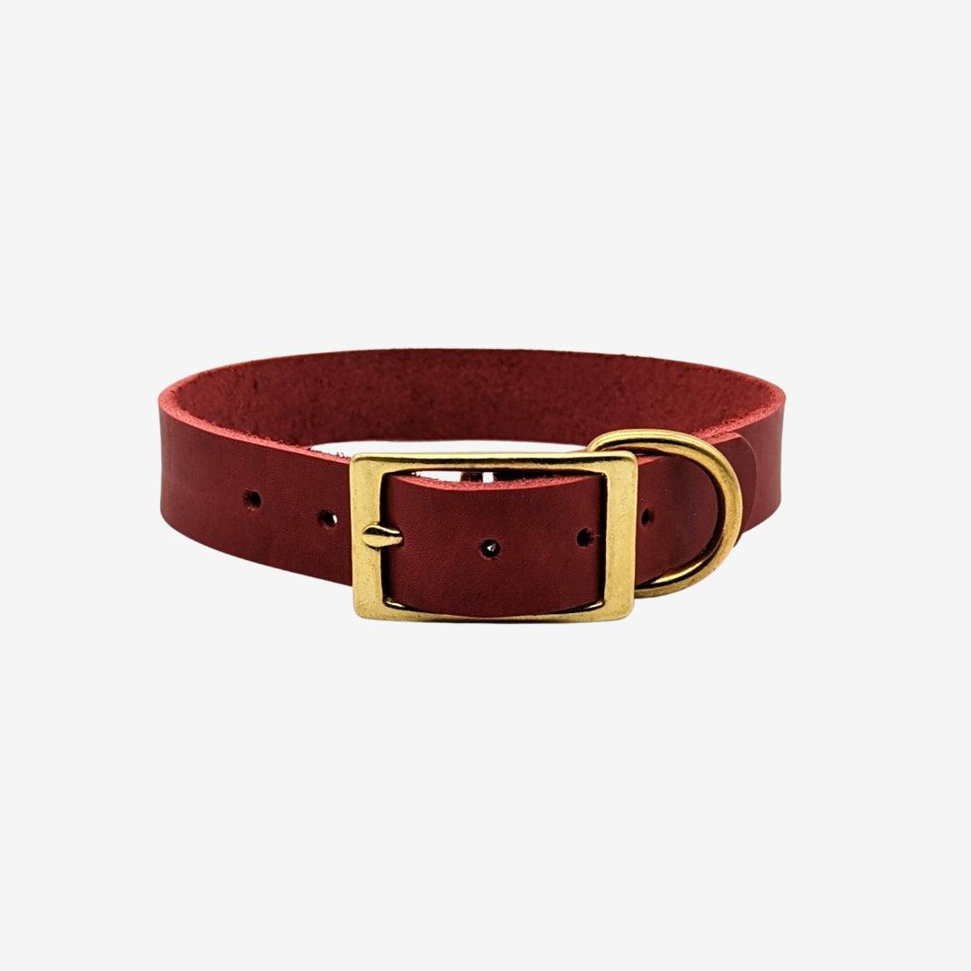 Leder Halsband CHERRY RED - WOOFED.