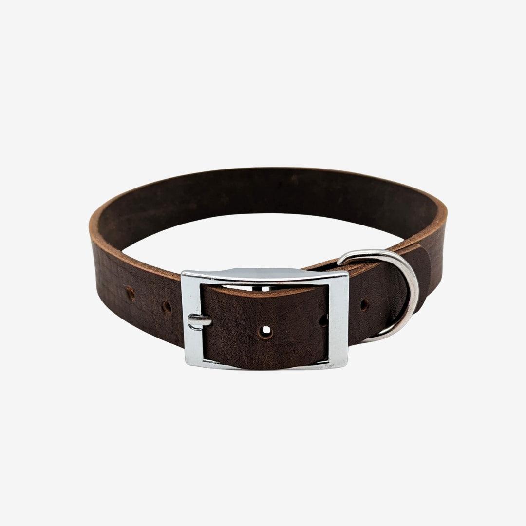 Leder Halsband DARK BROWN - WOOFED.