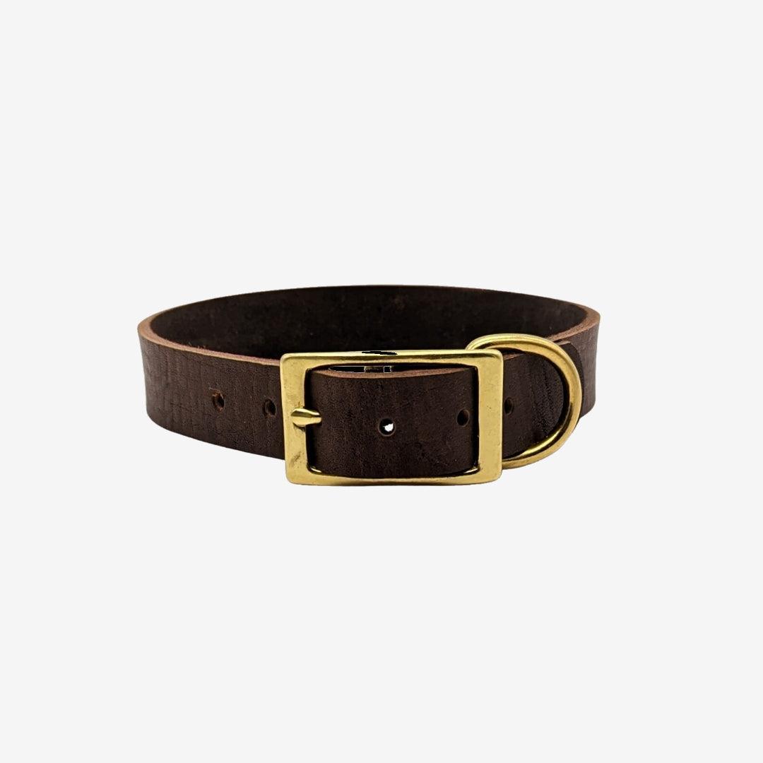 Leder Halsband DARK BROWN - WOOFED.