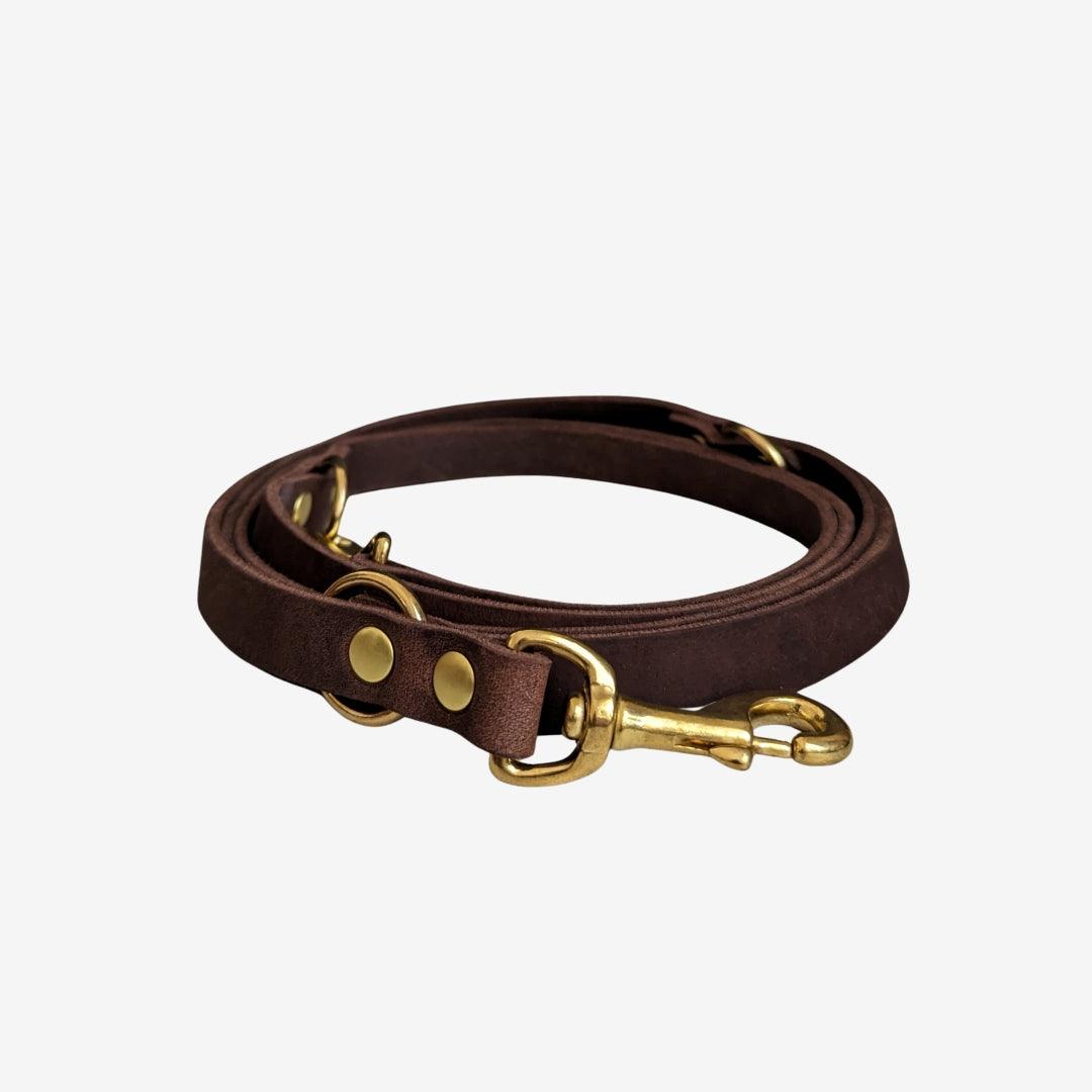 Leder Hundeleine DARK BROWN - WOOFED.