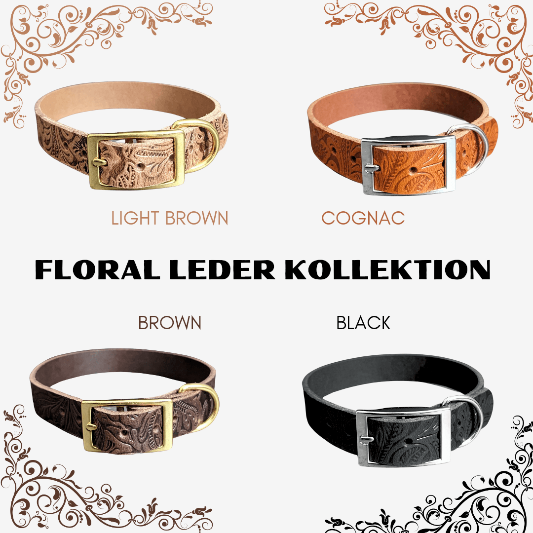 Floral Halsband LIGHT BROWN - WOOFED.