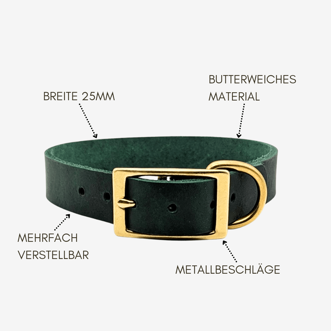 Leder Halsband FOREST GREEN - WOOFED.