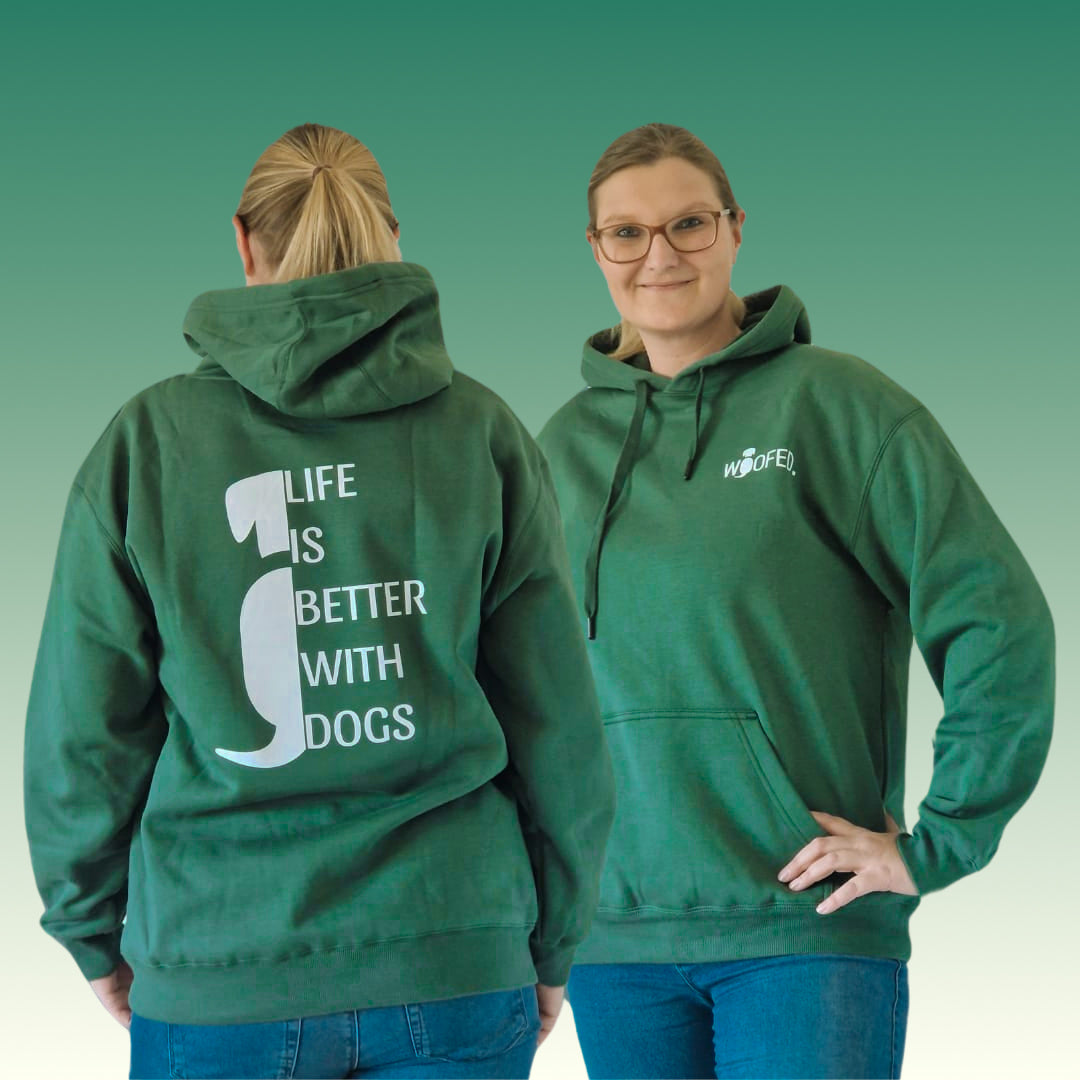 Hoodie Unisex "Life is better with dogs" Dunkelgrün