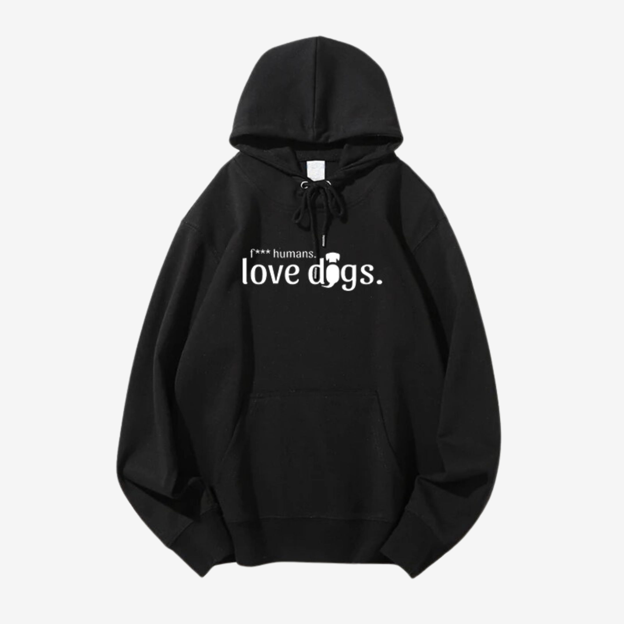 Hoodie Unisex "F*** humans love dogs" Schwarz