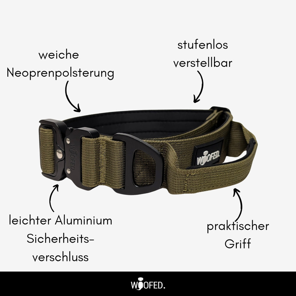 Nylon Halsband-Leine-Set Military Olive ultraleicht