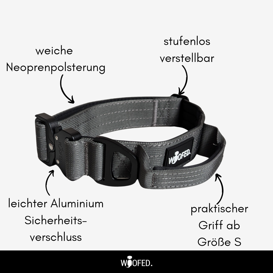 Nylon Tactical Halsband ANTHRACITE - Ultraleicht