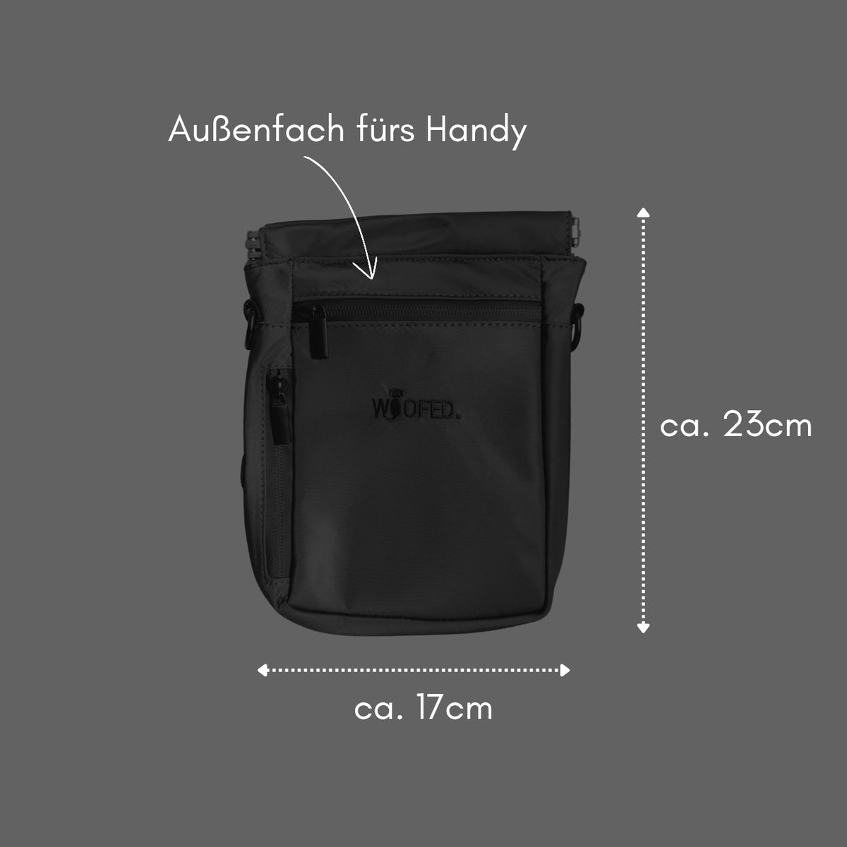 Leckerlitasche zum Umhängen in Schwarz perfekt fürs Handy 