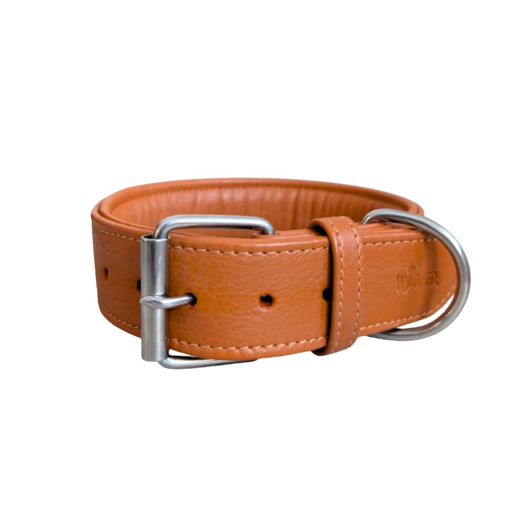 Lederhalsband in Cognac aus weichem Rindsleder