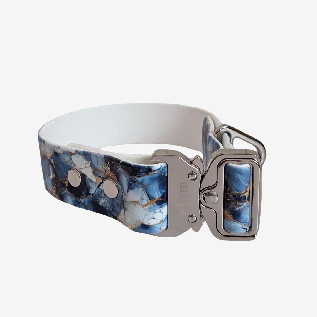 UV Biothane Halsband Marble Blue - WOOFED.