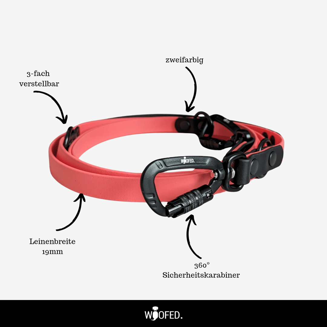 Biothane Führleine Mix it mit Sicherheitskarabiner verstellbar - WOOFED.