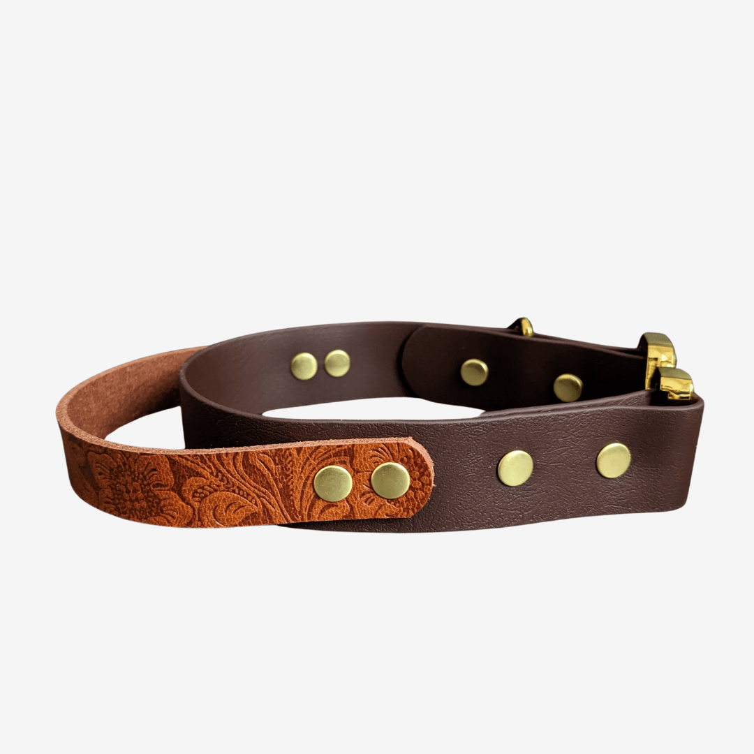 Floral Biothane Tactical Halsband mit Griff 38mm - WOOFED.