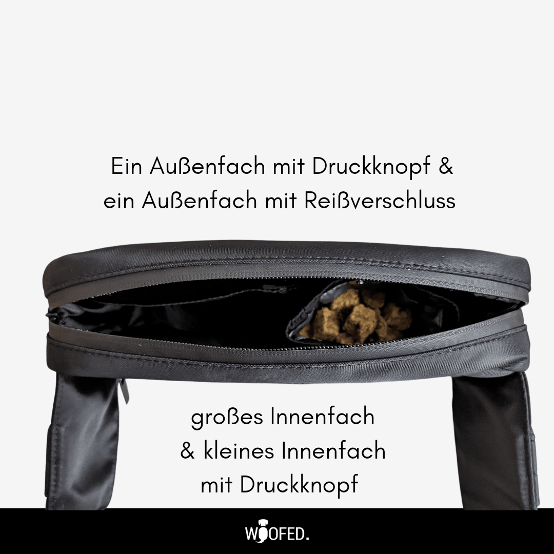 Multifunktionale Gassitasche - die Bauchtausche für Hundehalter:innen Black - WOOFED.