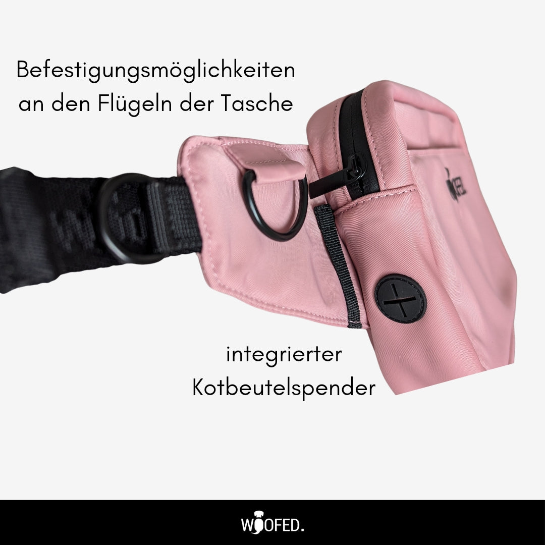 Multifunktionale Gassitasche - 2 in 1 Bauchtasche & Schultertasche für Hundehalter:innen Altrosa