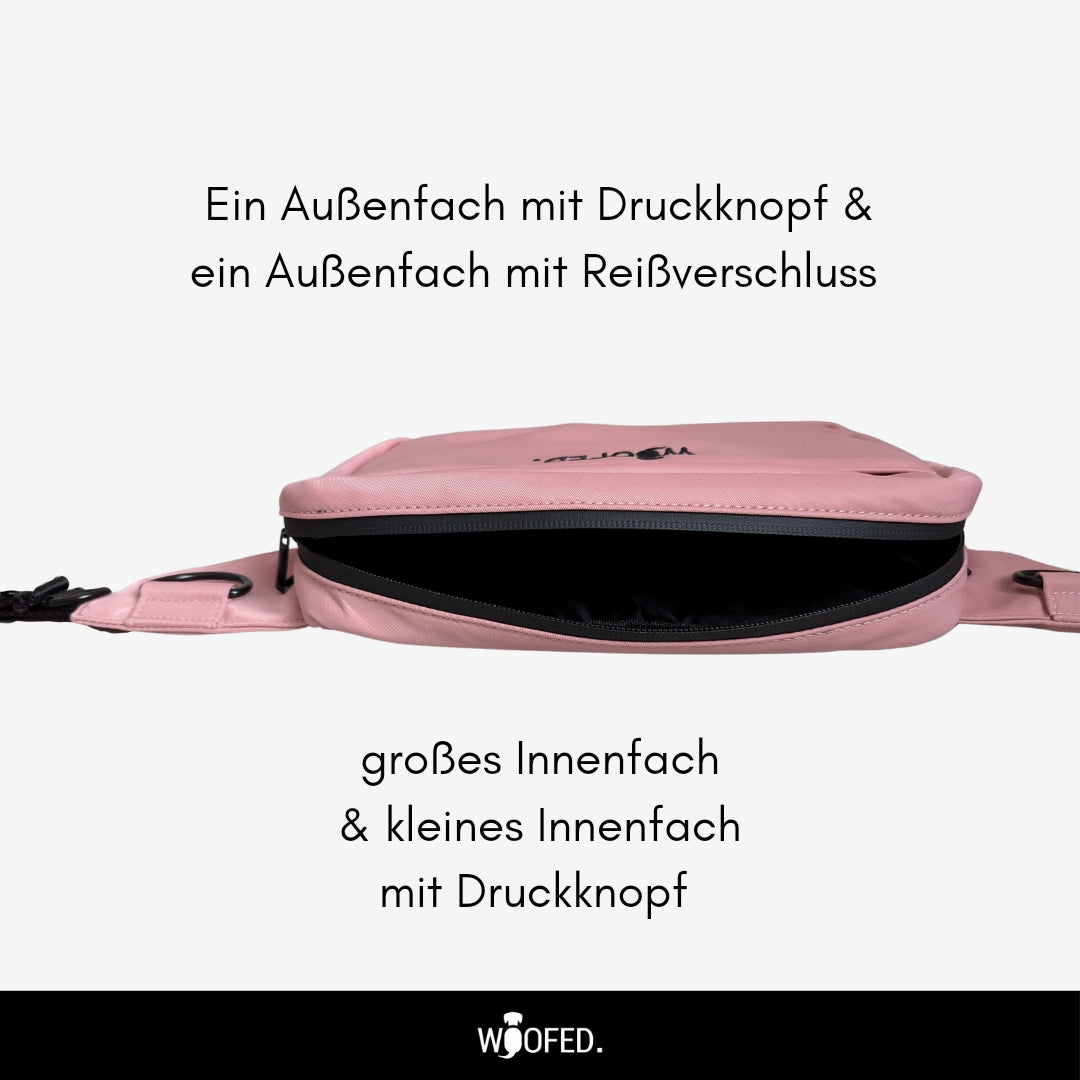 Multifunktionale Gassitasche - 2 in 1 Bauchtasche & Schultertasche für Hundehalter:innen Altrosa