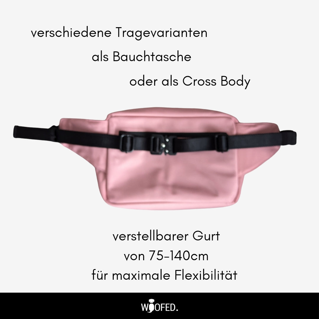 Multifunktionale Gassitasche - 2 in 1 Bauchtasche & Schultertasche für Hundehalter:innen Altrosa