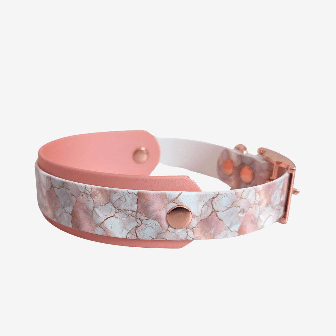 UV Biothane Halsband-Leinen-Set Marble Rose Gold - WOOFED.