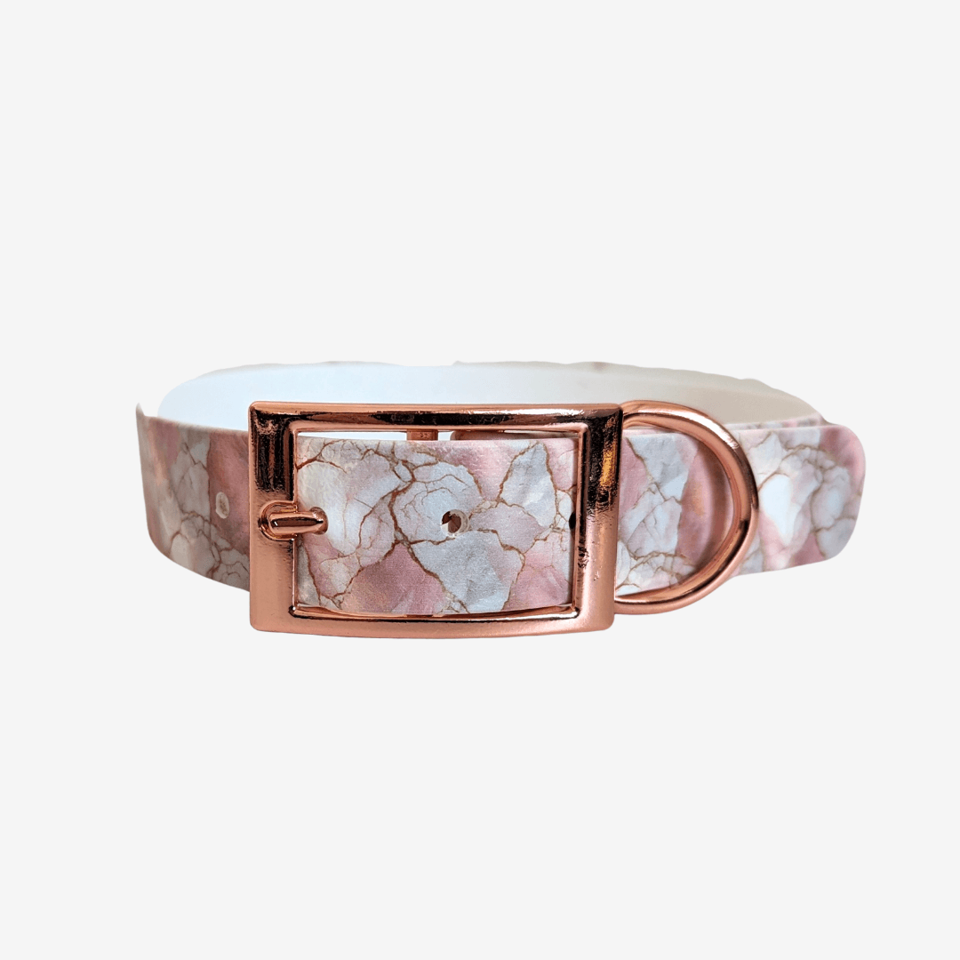 UV Biothane Halsband-Leinen-Set Marble Rose Gold - WOOFED.