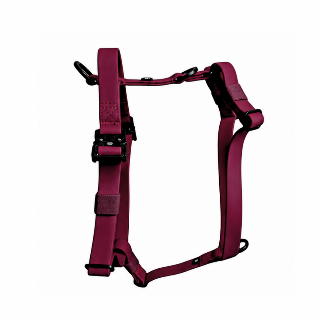 Y-Hundegeschirr WOOFLEX® 4fach-verstellbar mit Griff und Sicherheitsschnallen Burgundy - wasserfest
