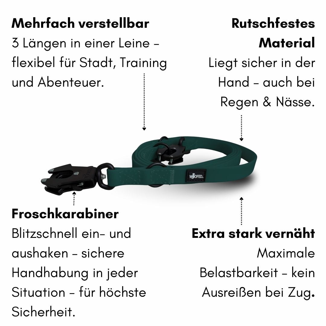 Führleine WOOFLEX® Tactical verstellbar Hunting Green