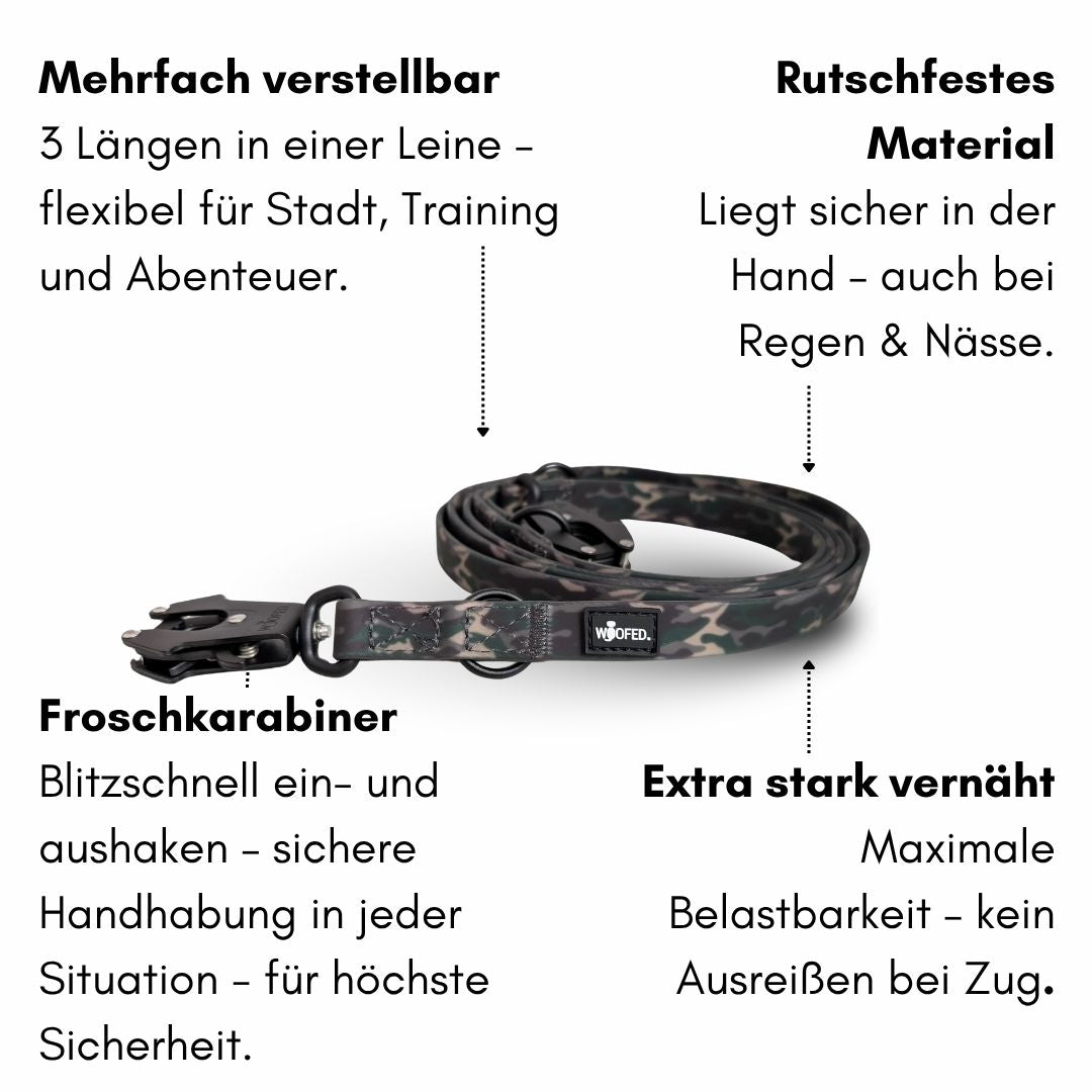Führleine WOOFLEX® Tactical verstellbar Woodland Camo
