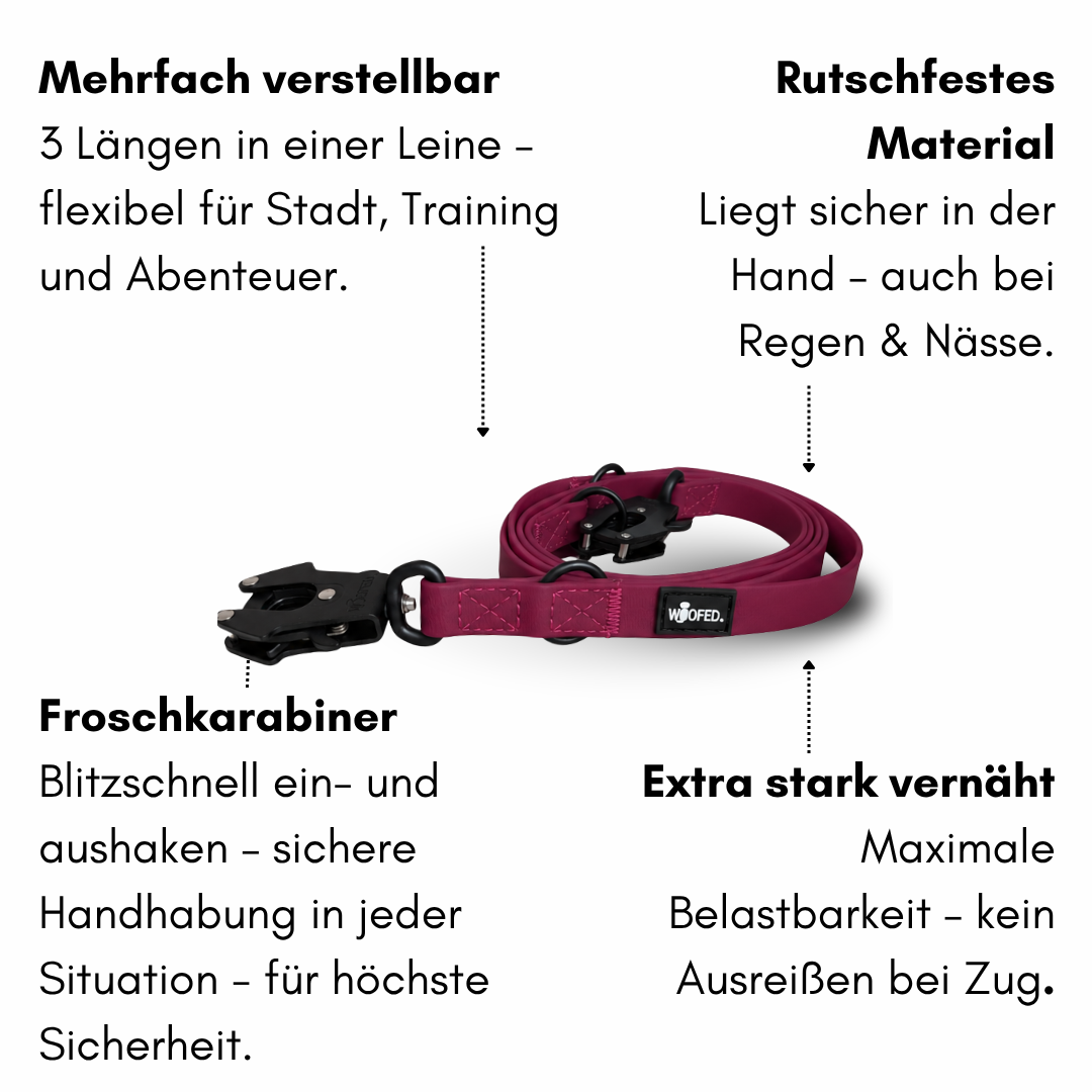 Führleine WOOFLEX® Tactical verstellbar Burgundy