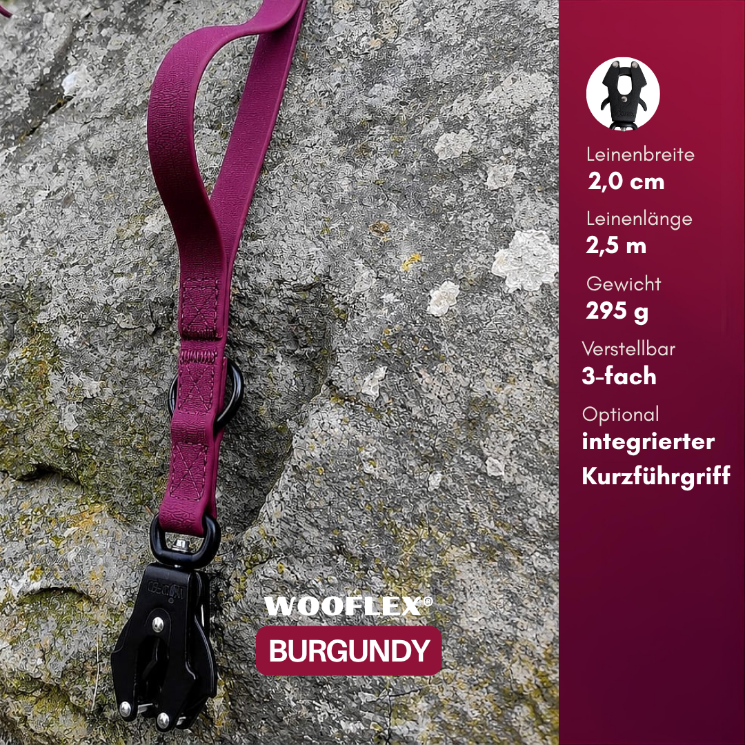 Führleine WOOFLEX® Tactical verstellbar Burgundy