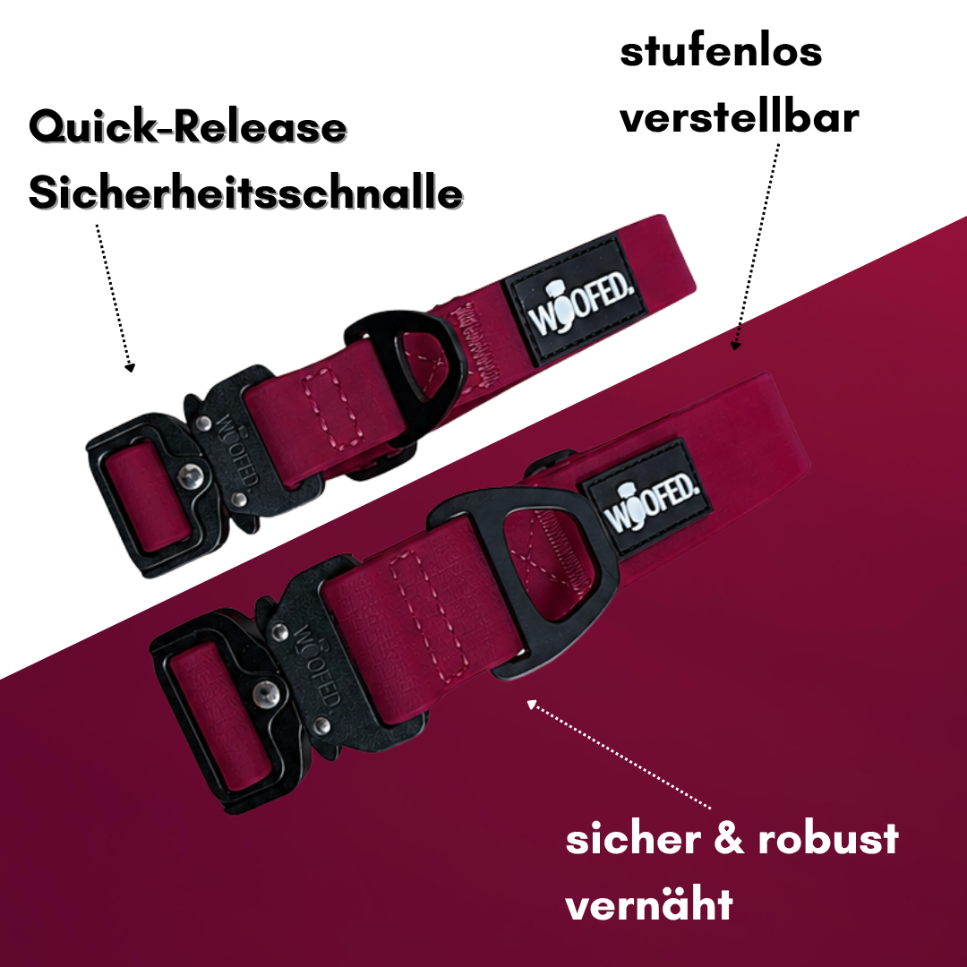 Halsband WOOFLEX® Tactical verstellbar ohne Griff Burgundy