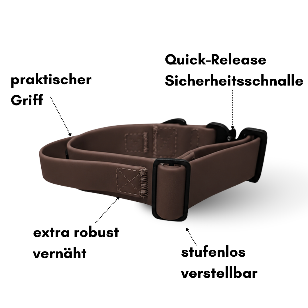 Halsband WOOFLEX® Tactical verstellbar mit Griff Espresso