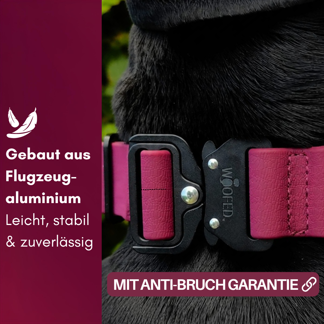 Halsband WOOFLEX® Tactical verstellbar mit Griff Burgundy