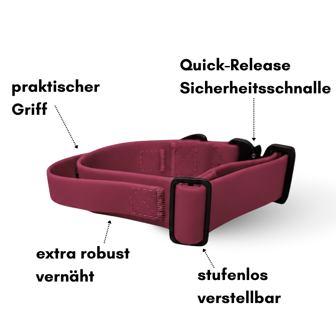 Halsband WOOFLEX® Tactical verstellbar mit Griff Burgundy