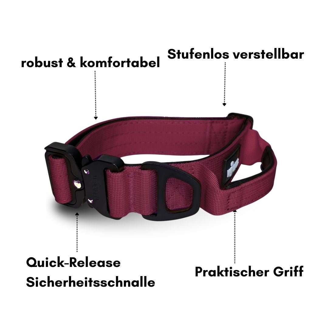 Nylon Tactical Halsband Bordeaux - ultraleicht - WOOFED.