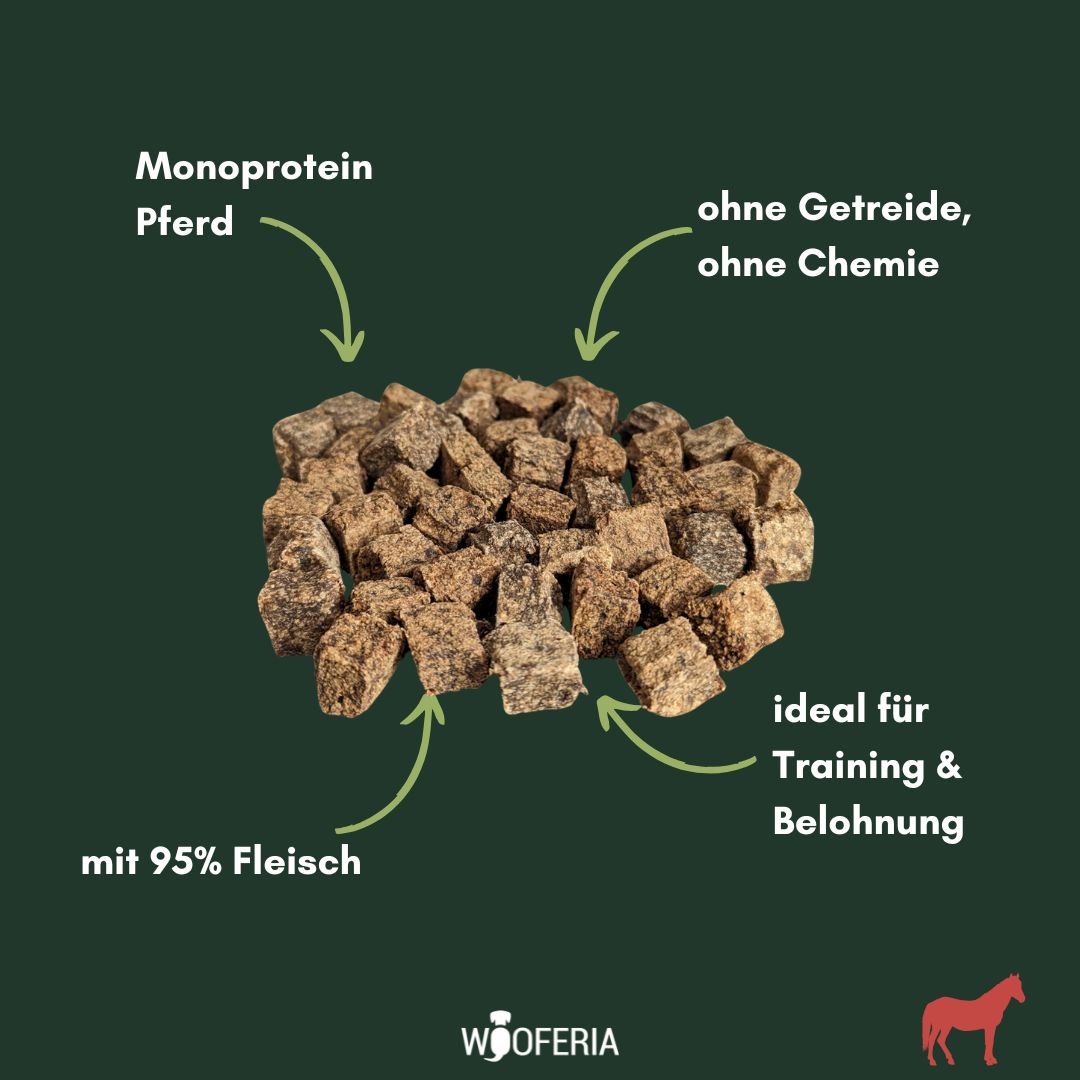 Pferdefleisch Würfel PUR - WOOFED.