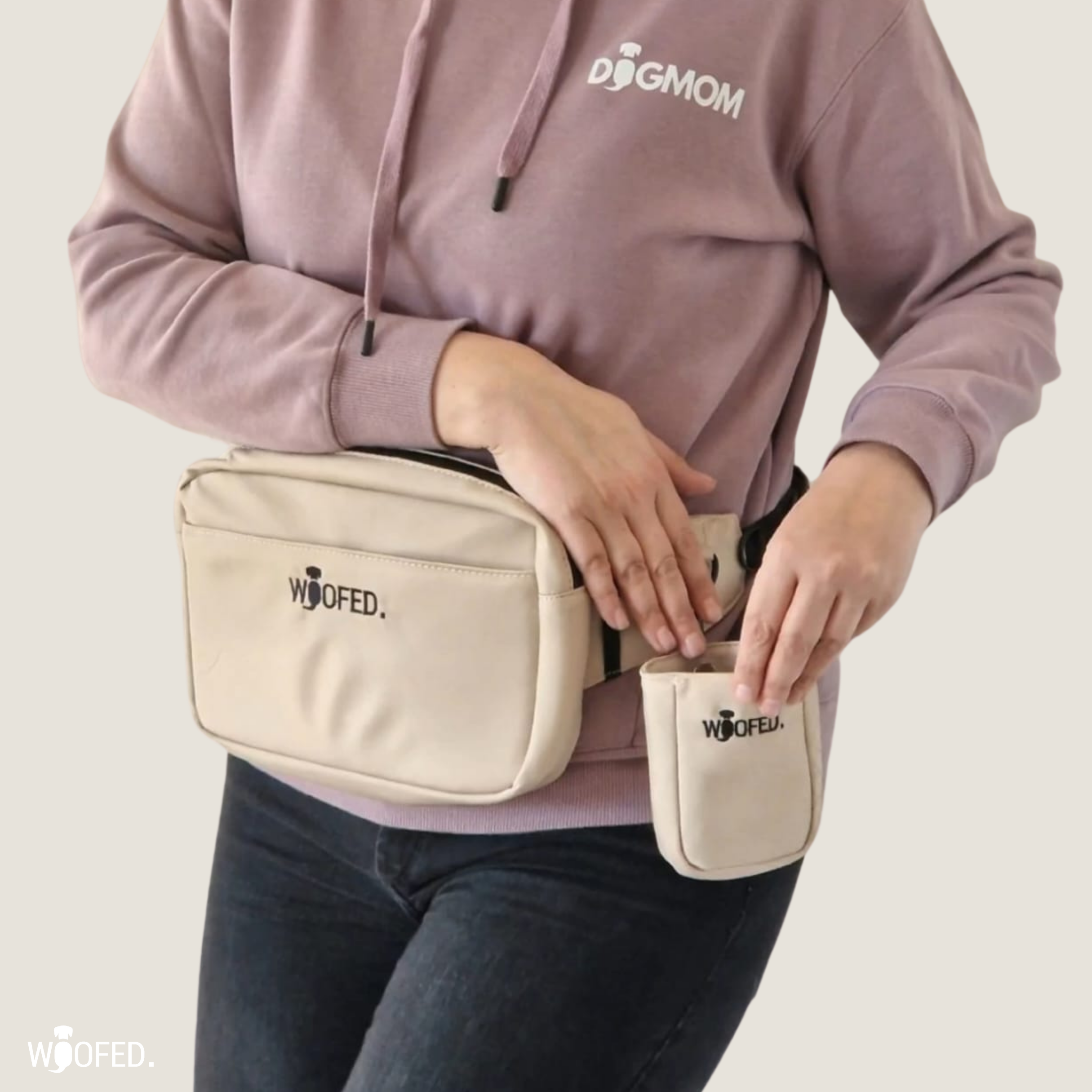Multifunktionale Gassitasche - 2 in 1 Bauchtasche & Schultertasche Beige