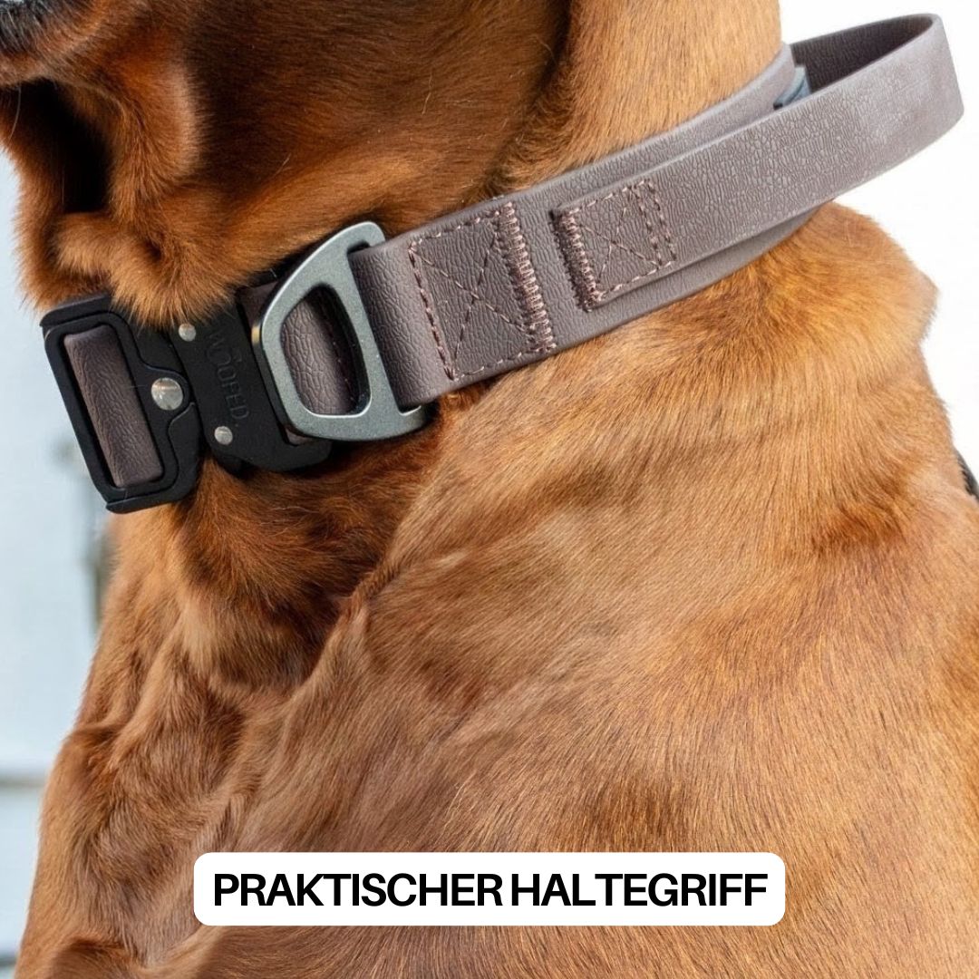 Halsband WOOFLEX® Tactical verstellbar mit Griff Espresso