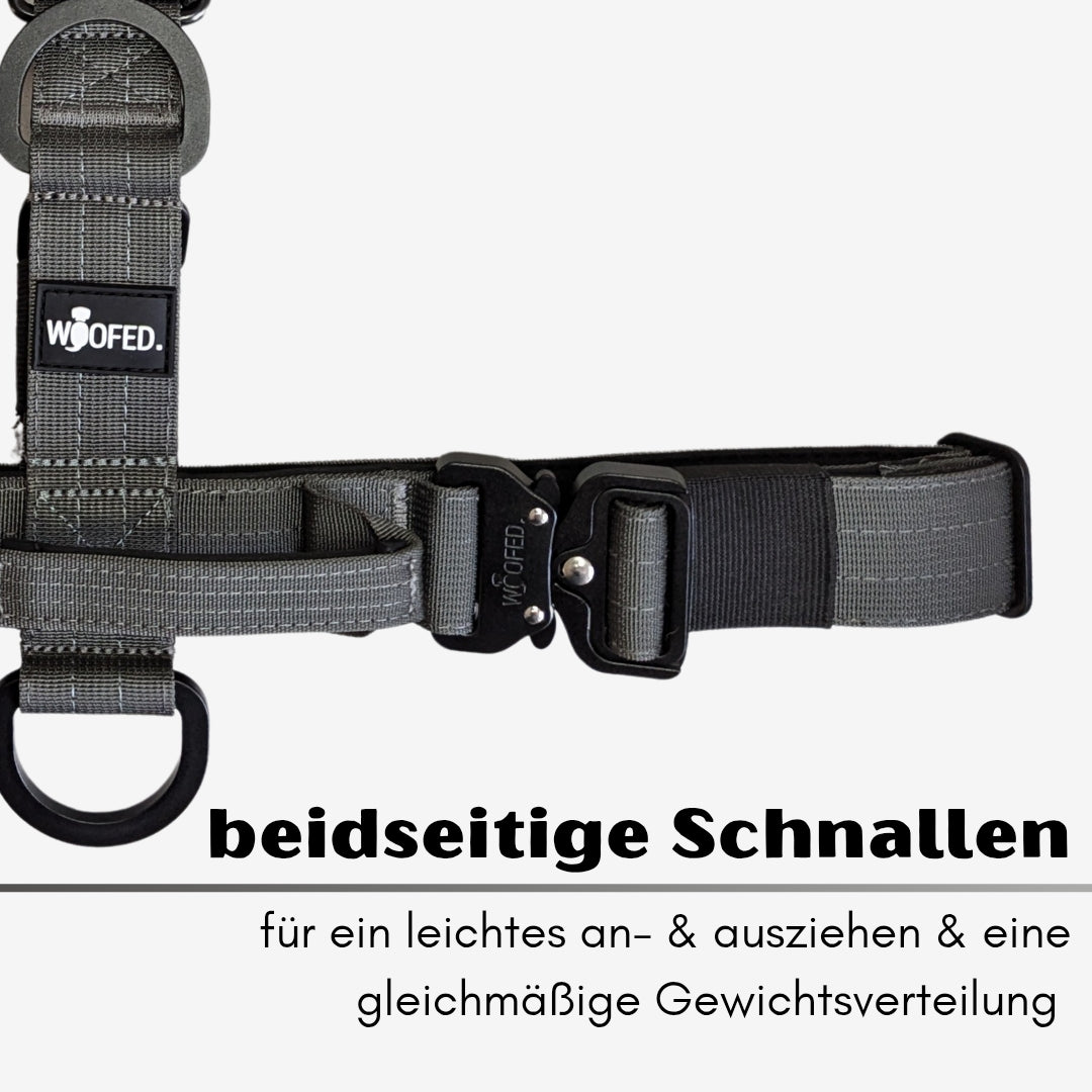 Y-Hundegeschirr 4fach-verstellbar mit Griff und Sicherheitsschnallen Anthracite - ultraleicht